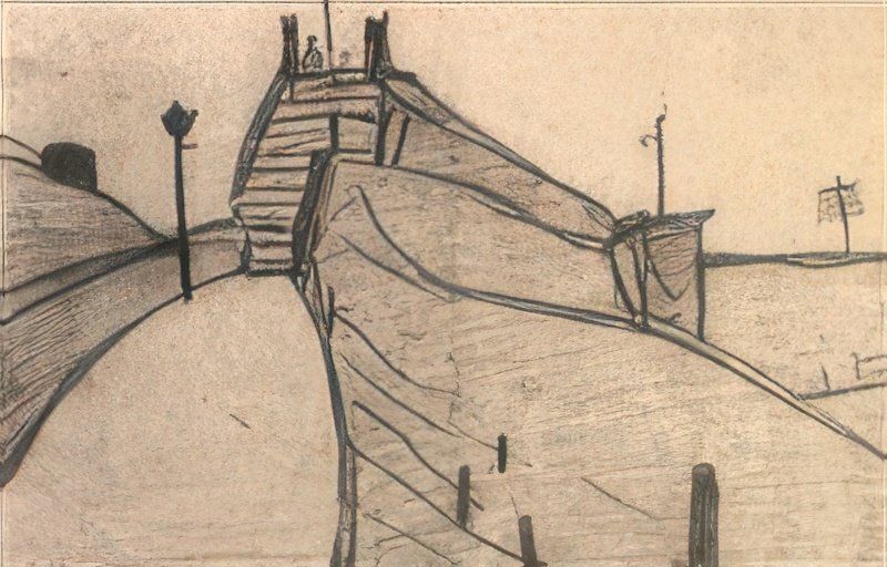 L S Lowry The Footbridge 2 A4 Art Photo Print 1