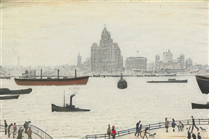 L S Lowry The Liver Buildings, Liverpool A4 Photo Print 1