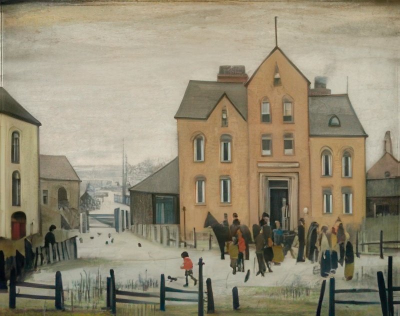 L S Lowry The Mansion, Pendlebury A4 Art Photo Print 1