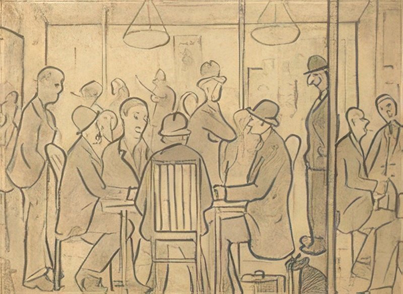 L S Lowry The Mens Club(1) A4 Photo Print 1