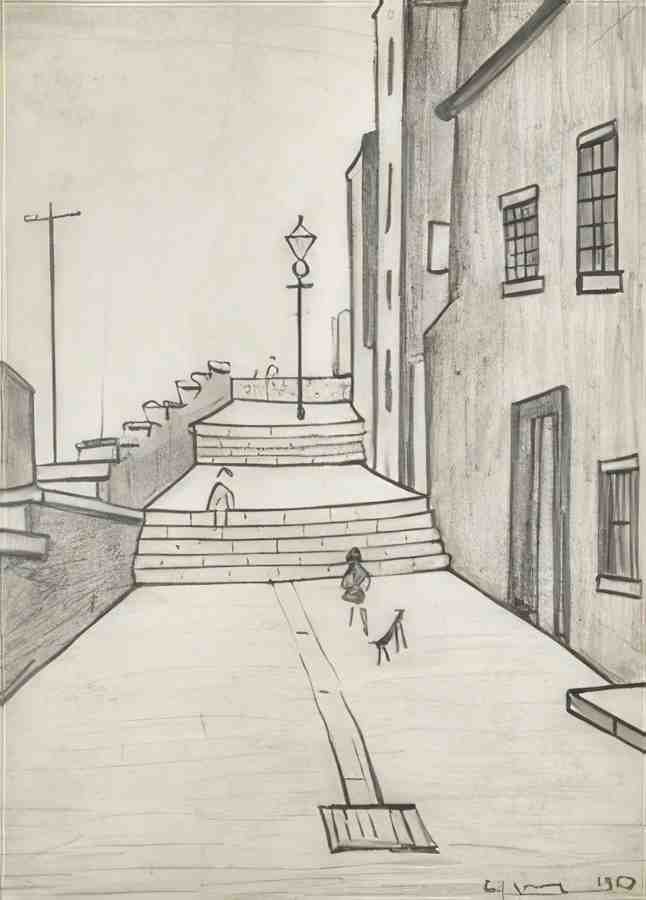 L S Lowry The Steps (2) A4 Photo Print