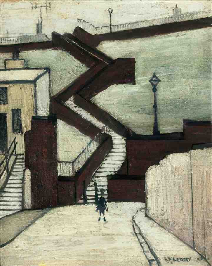 L S Lowry The Steps, Maryport (Study) A4 Photo Print