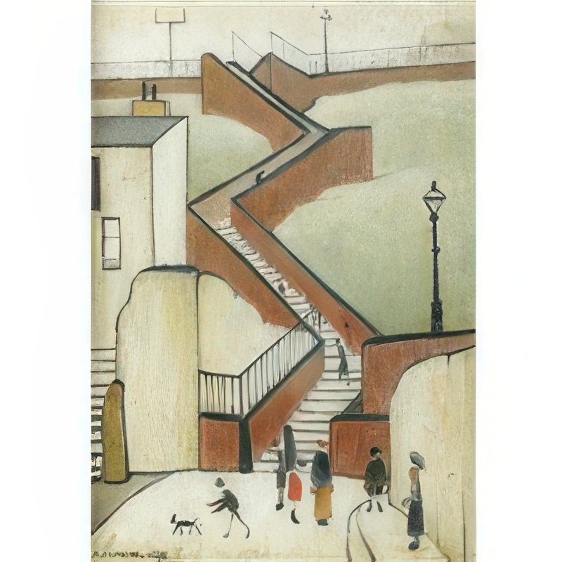 L S Lowry The Steps(2) A4 Photo Print 1