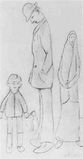 L S Lowry The Tall Man, With Figures And A Dog A4 Photo Print 1