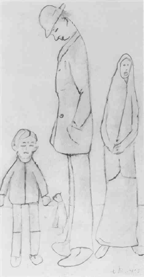 L S Lowry The Tall Man, With Figures And A Dog A4 Photo Print 1
