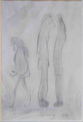L S Lowry Three Figures, One Smoking A Cigarette A4 Art Photo Print