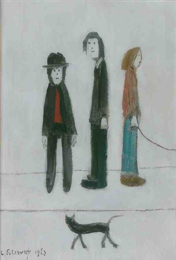 L S Lowry Three Men And A Cat(1) A4 Photo Print