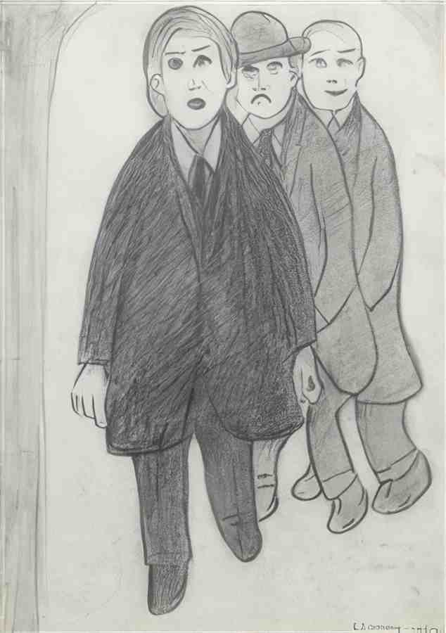 L S Lowry Three Men 1 A4 Art Photo Print