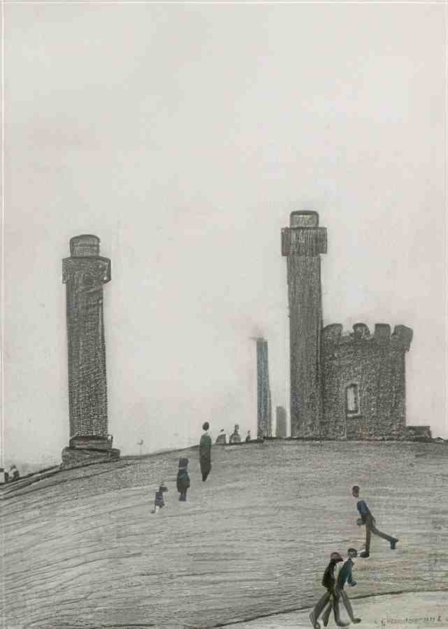 L S Lowry Towers And Figures, Workington A4 Photo Print