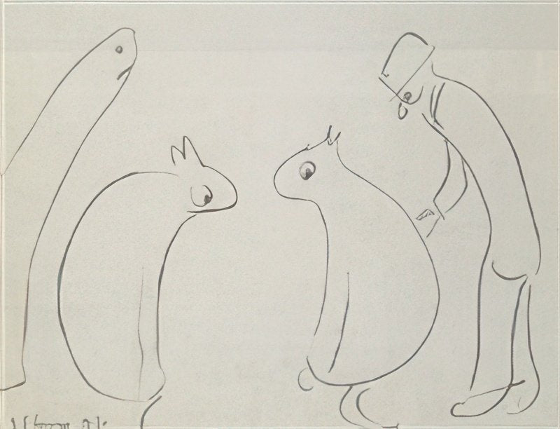 L S Lowry Two Dogs, A Shark, And A Man A4 Art Photo Print 1