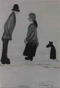 L S Lowry Two Figures And A Dog(1) A4 Photo Print