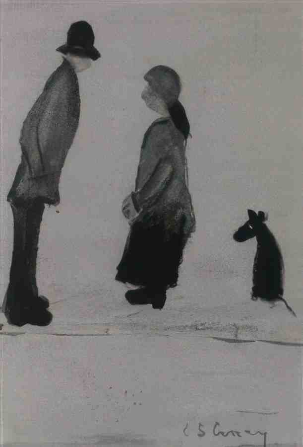 L S Lowry Two Figures And A Dog(1) A4 Photo Print