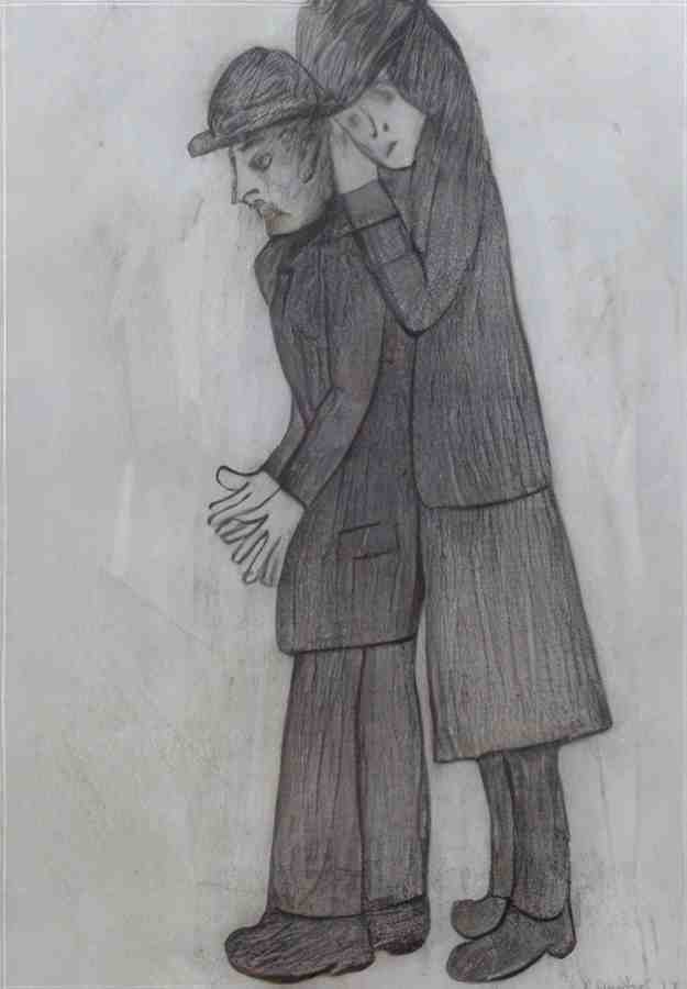 L S Lowry Two Figures (2) A4 Photo Print