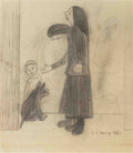 L S Lowry Two Figures, One Child And An Animal(1) A4 Photo Print
