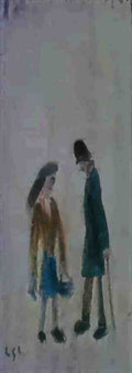 L S Lowry Two Figures 1 A4 Art Photo Print
