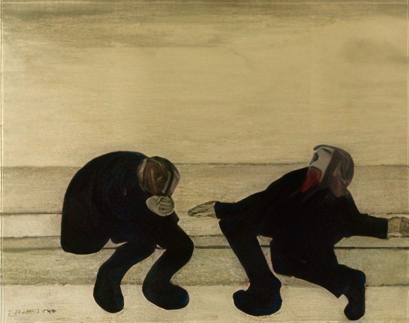 L S Lowry Two Men On A Park Bench 2 A4 Art Photo Print 1