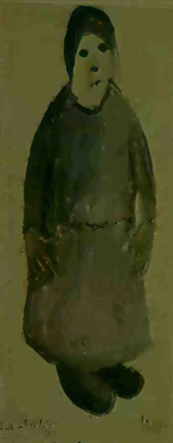 L S Lowry Woman In Gloves(1) A4 Photo Print 1