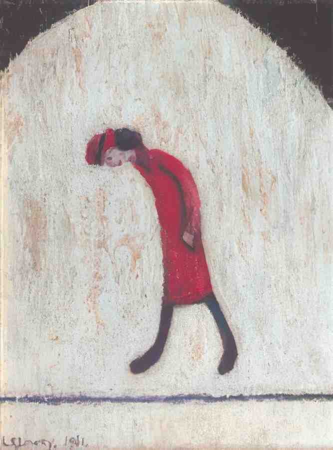L S Lowry Woman In Red(1) A4 Photo Print