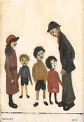 L S Lowry a beach scene at sandsend Art A4 Photo Print