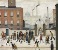 L S Lowry a beach scene with boats at sea Art A4 Photo Print