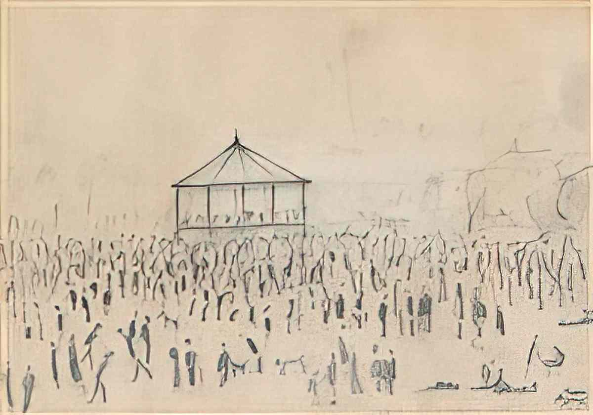 L S Lowry a cotswold barn Art A4 Photo Print