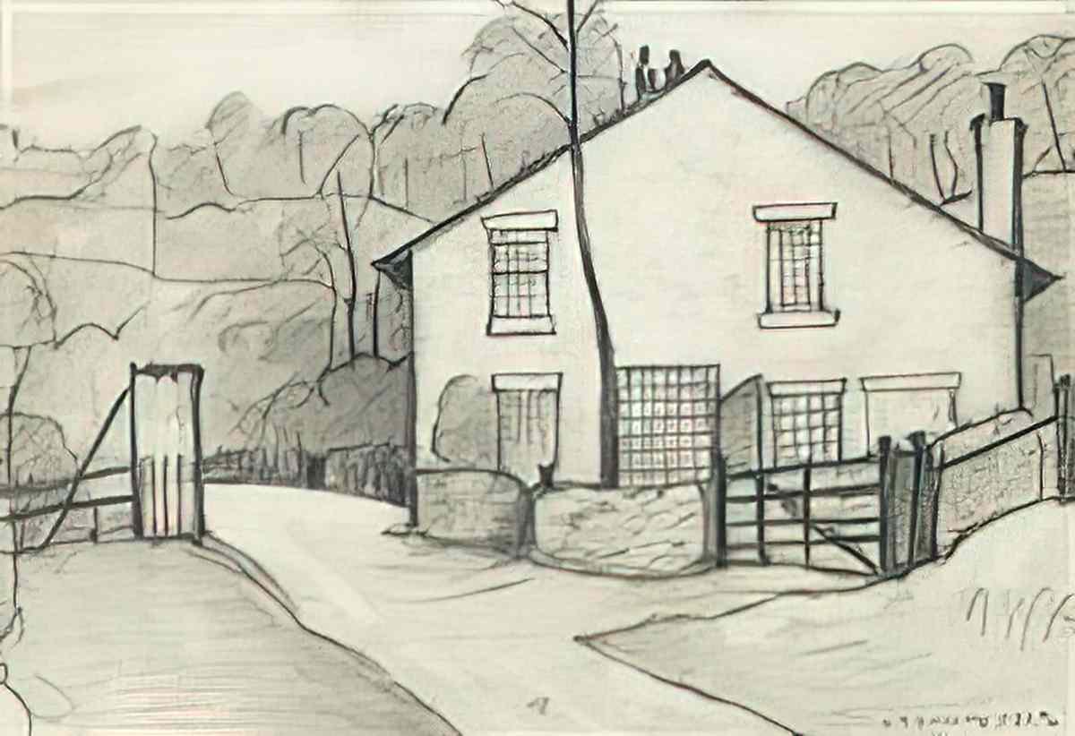 L S Lowry a footbridge stockport steps Art A4 Photo Print