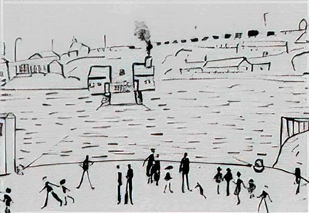 L S Lowry a group of figures2 Art A4 Photo Print