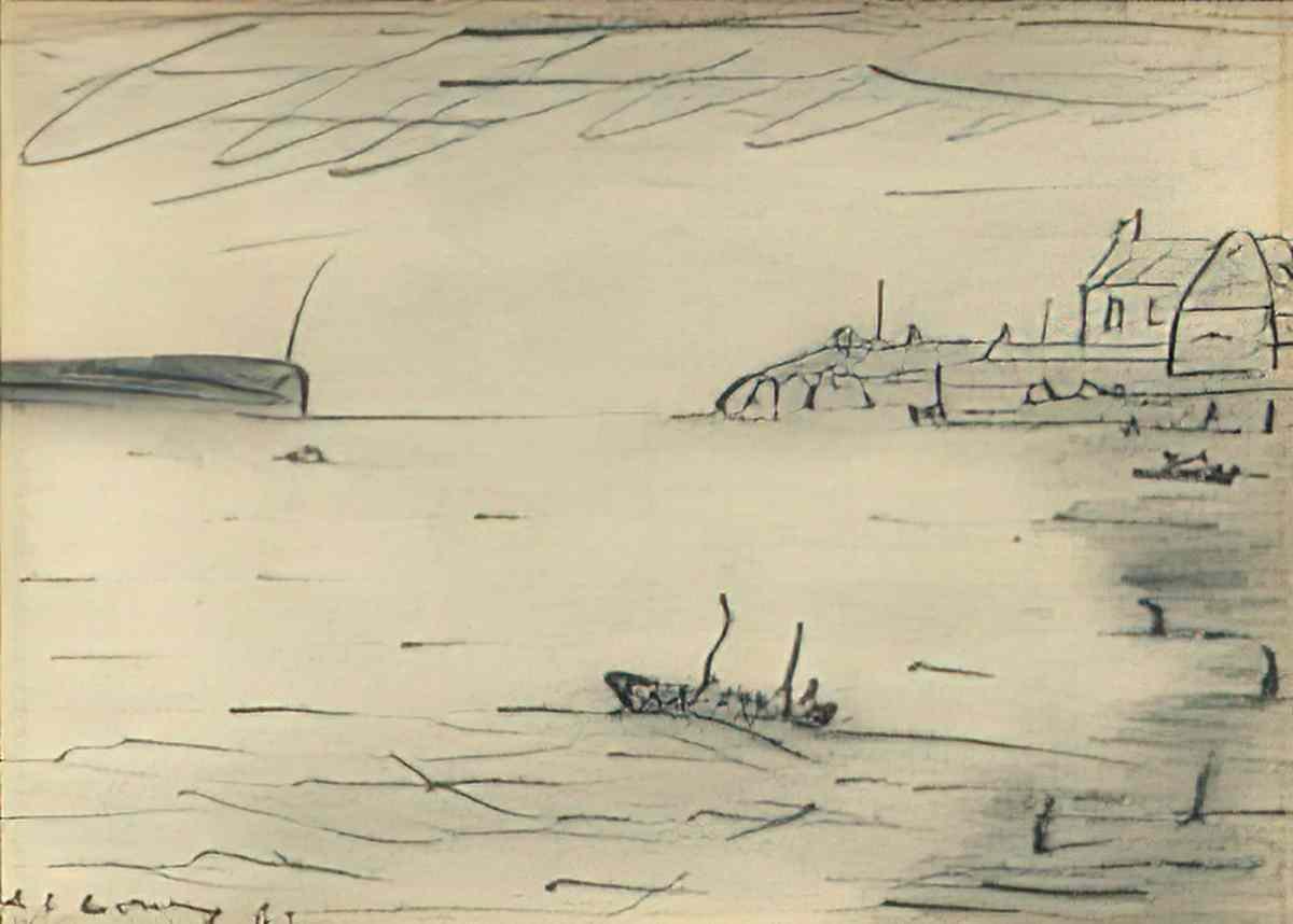 L S Lowry a group of seven Art A4 Photo Print