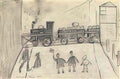 L S Lowry a lighthouse with figures Art A4 Photo Print
