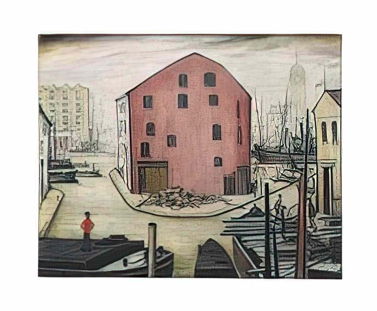 L S Lowry a river bank 1947 Art A4 Photo Print