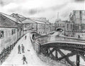L S Lowry a river bank Art A4 Photo Print