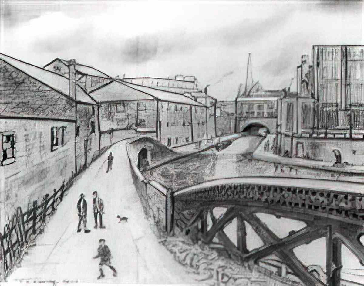 L S Lowry a river bank Art A4 Photo Print