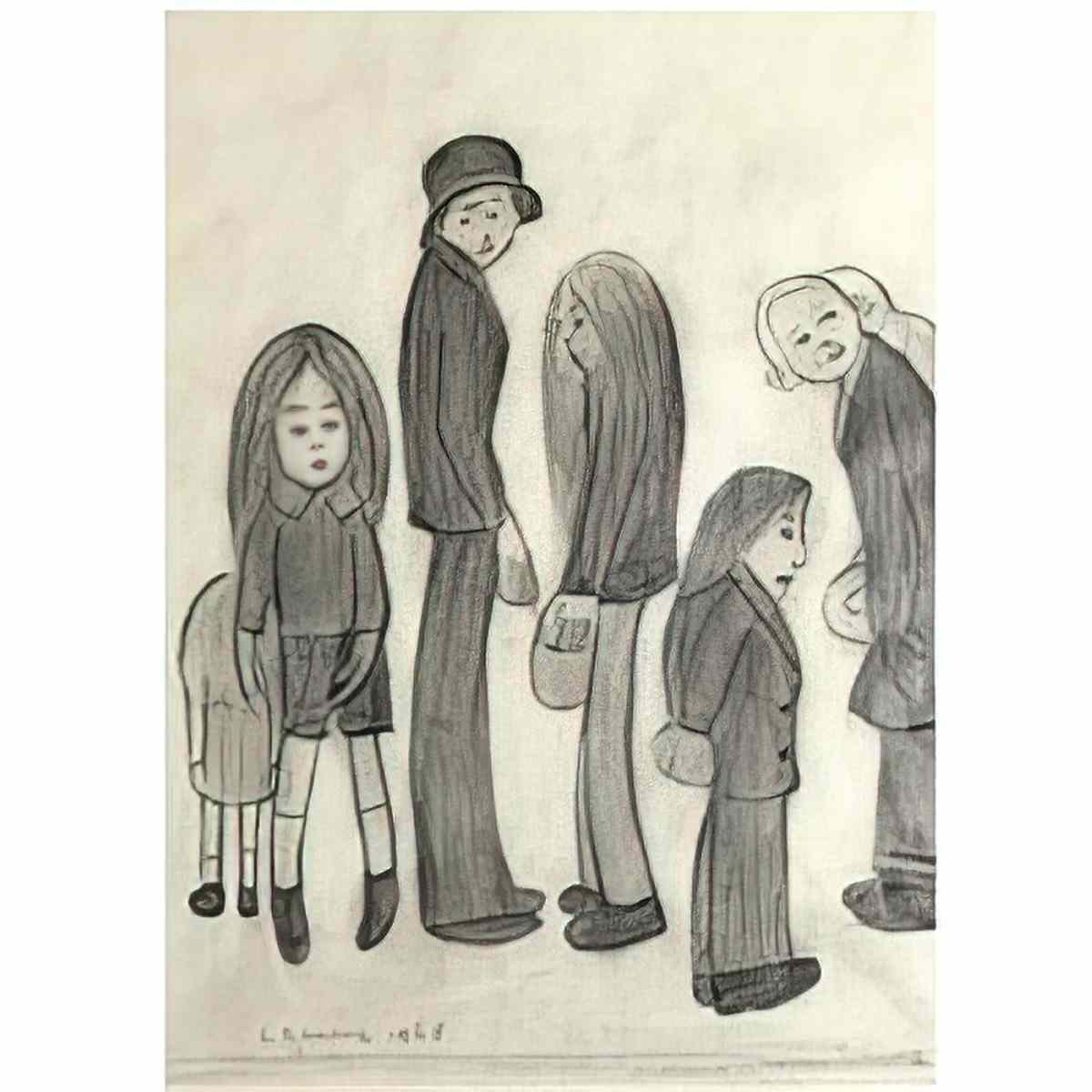 L S Lowry a street scene 2 Art A4 Photo Print