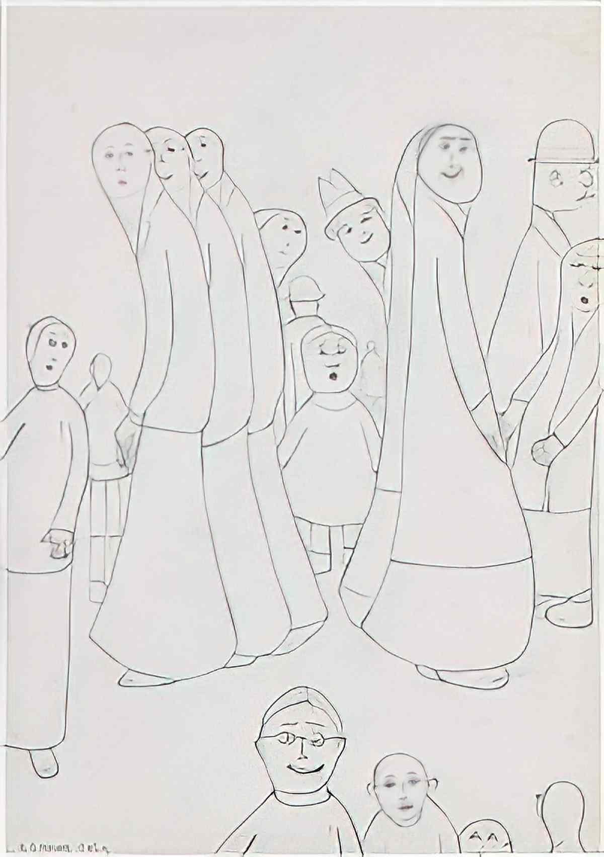 L S Lowry a street study Art A4 Photo Print