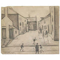 L S Lowry a village scene with church and figures Art A4 Photo Print