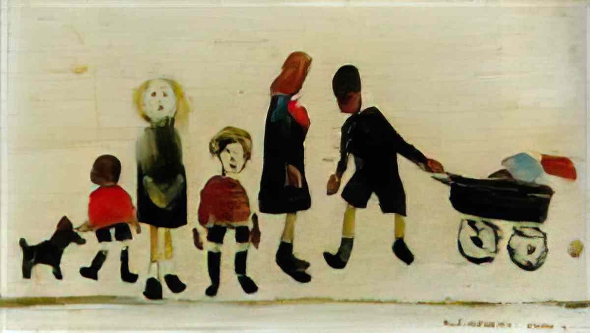 L S Lowry after sunday service Art A4 Photo Print