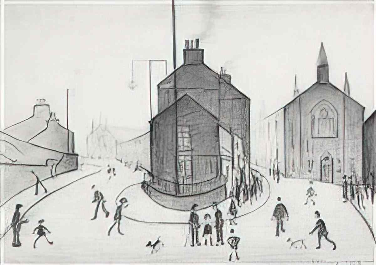 L S Lowry an industrial town 1944 Art A4 Photo Print