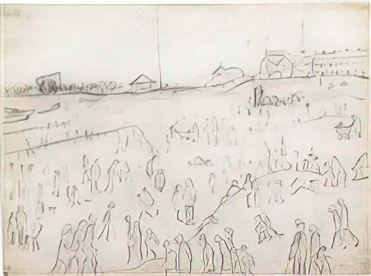 L S Lowry at the mill gate Art A4 Photo Print