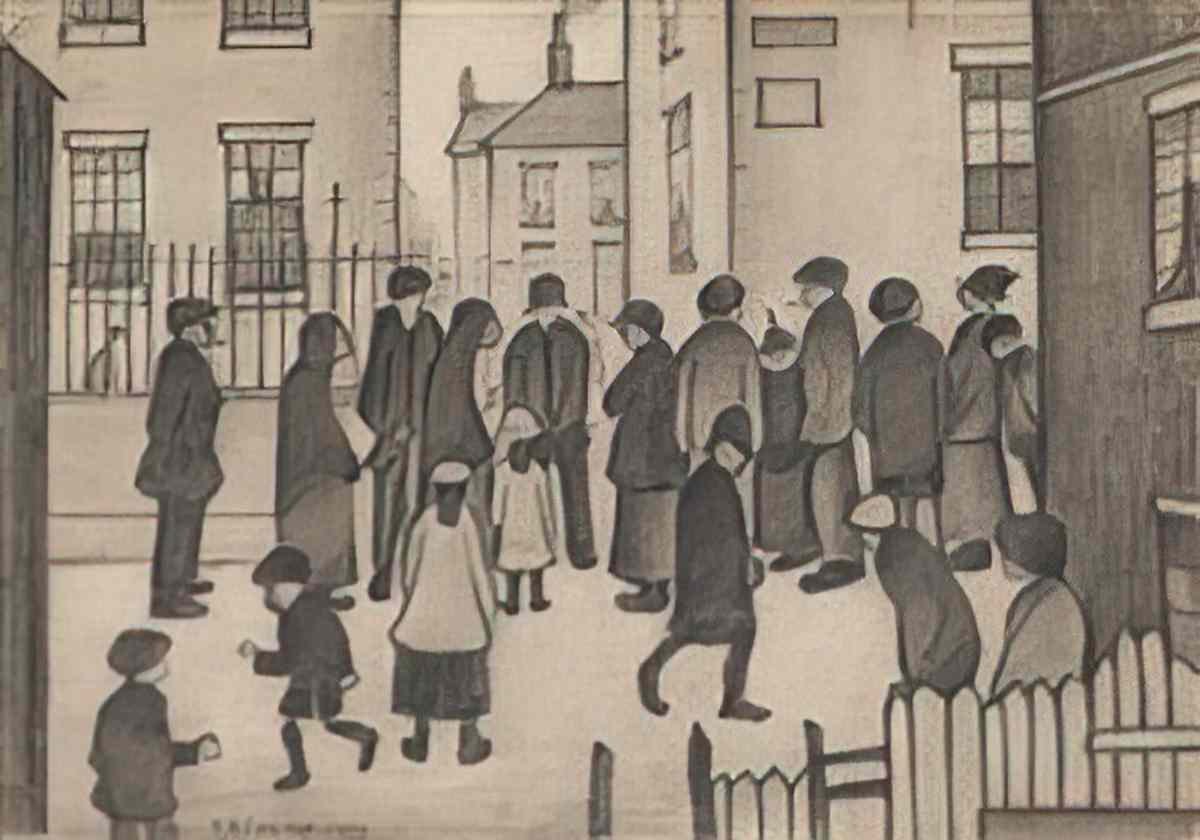 L S Lowry at the pit head Art A4 Photo Print