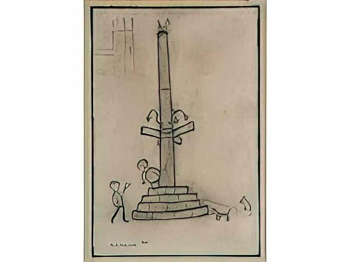 L S Lowry at the seaside Art A4 Photo Print