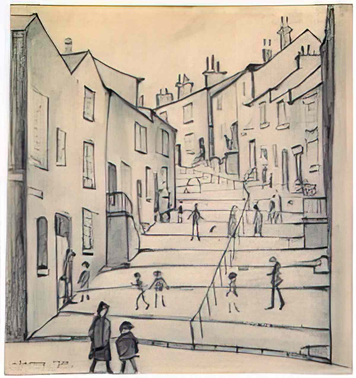 L S Lowry at the seaside4 Art A4 Photo Print
