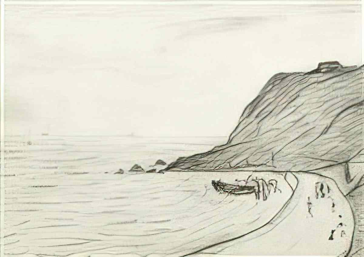 L S Lowry at the seaside6 Art A4 Photo Print