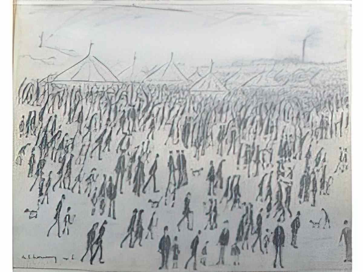 L S Lowry bandstand peel park 1928 Art A4 Photo Print
