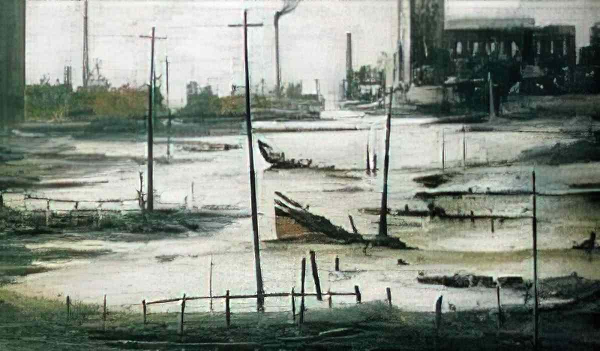 L S Lowry barges on a canal 1941 Art A4 Photo Print