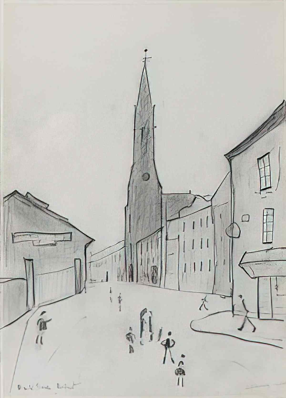 L S Lowry beach and promenade Art A4 Photo Print
