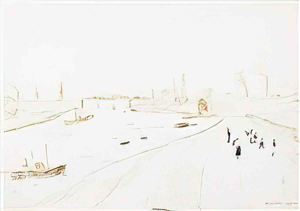 L S Lowry beach scene Art A4 Photo Print