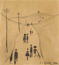 L S Lowry bearded man with a walking cane in his left hand Art A4 Photo Print