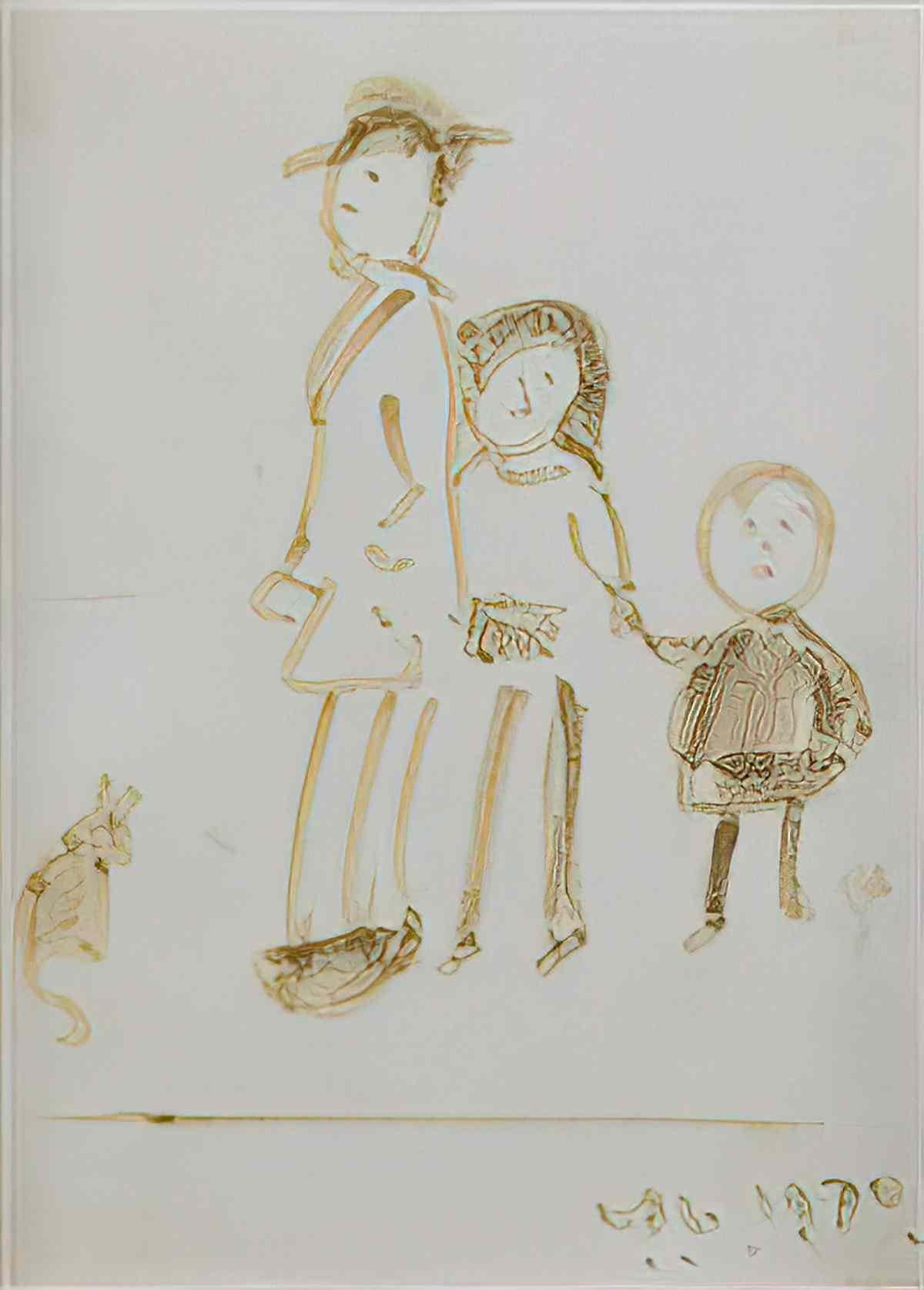 L S Lowry boy and girl walking Art A4 Photo Print