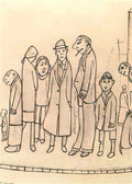 L S Lowry boy pushing a cart with two children Art A4 Photo Print