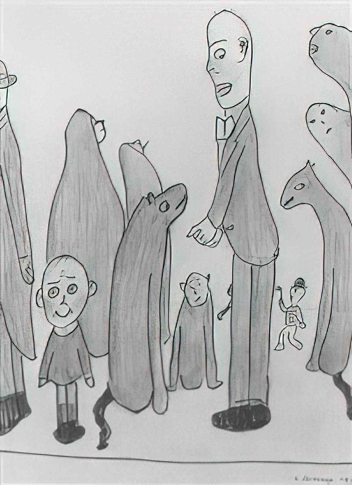 L S Lowry boy shouting Art A4 Photo Print